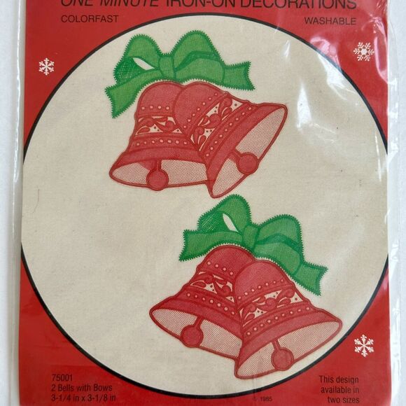Set of 4 Vintage 80s Dritz Iron On Holiday Expressions Nativity & Bells Washable - Picture 5 of 7